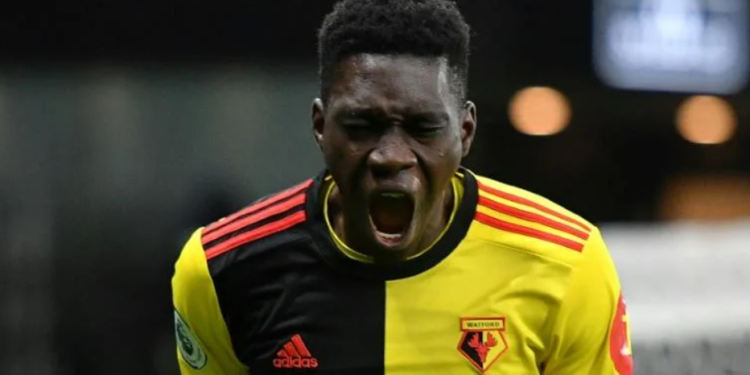 AFP | Ismaila Sarr's penalty saw Watford promoted back to the Premier League on Saturday