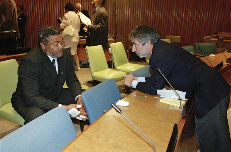 SALIM LONE | President Jerry Rawlings and Salim Lone at the UN 2000 Millennium Summit that was held from September 6 to 8, 2000.