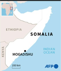 AFP | Map of Somalia locating the capital Mogadishu.