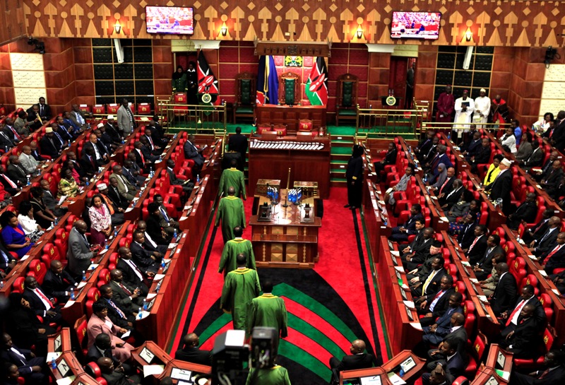 Kenya's Supreme Court judges file into the chamber during the opening of the 11th Parliament in the capital Nairobi April 16, 2013. REUTERS/Noor Khamis (KENYA - Tags: POLITICS) - RTXYNP5
