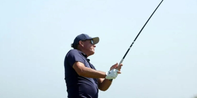 Phil Mickelson seized two-stroke lead after the front nine in Sunday's final round of the PGA Championship | AFP