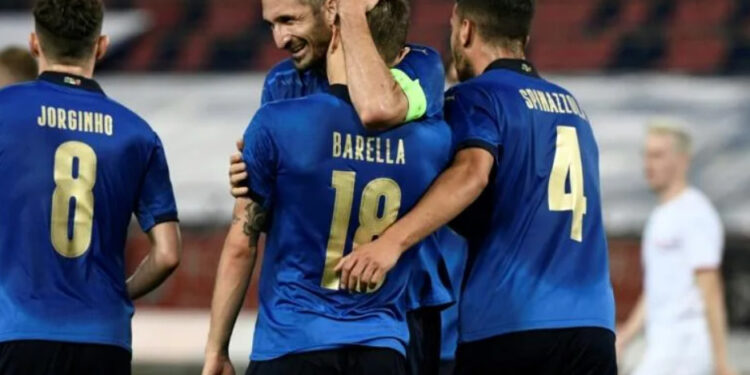 Skipper Giorgio Chiellini (C) is Italy's most experienced player with 107 caps | AFP