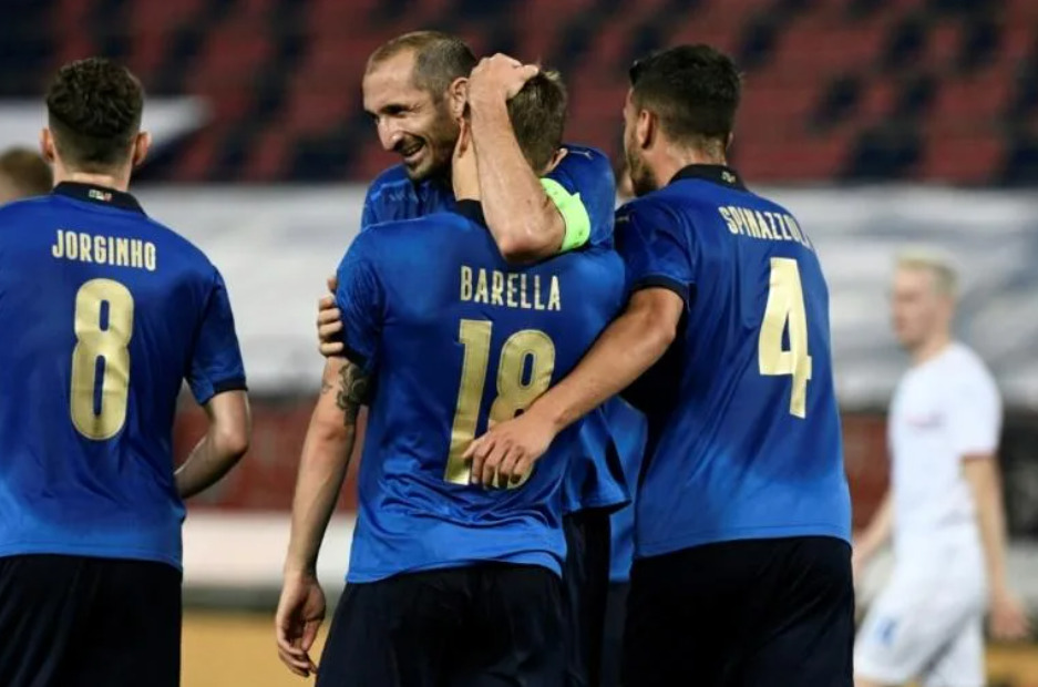 Skipper Giorgio Chiellini (C) is Italy's most experienced player with 107 caps | AFP