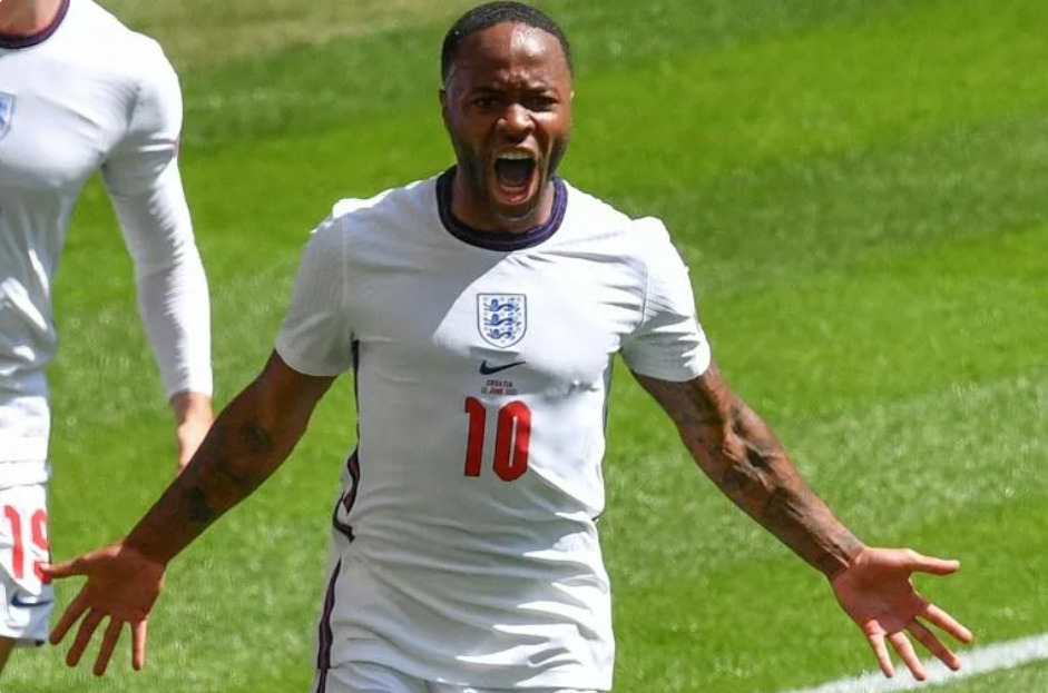 England forward Raheem Sterling celebrates scoring against Croatia | AFP