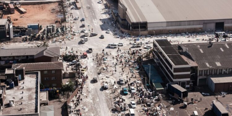 Devastation: The Springfield Park shopping mall in Mobeni, south of Durban. Business was set on fire and then torched | AFP