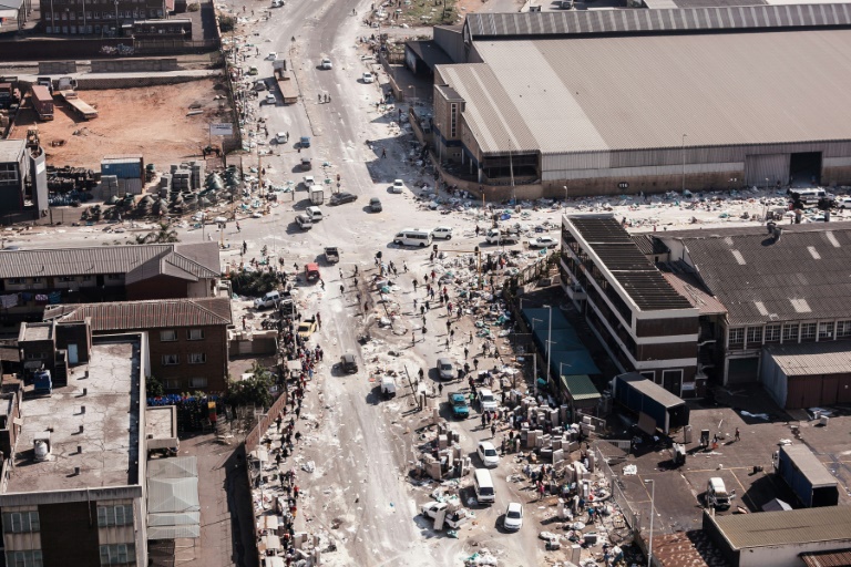 Devastation: The Springfield Park shopping mall in Mobeni, south of Durban. Business was set on fire and then torched | AFP