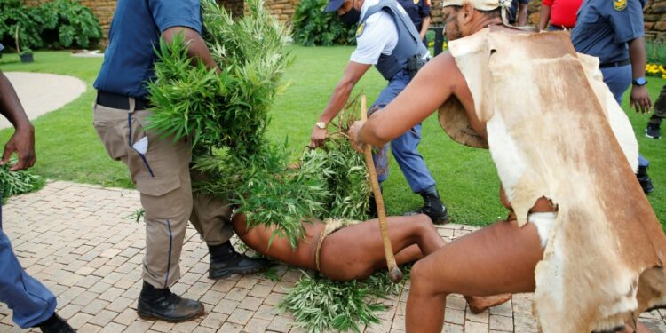 Police, you have declared war,' shouted the group's leader, who calls himself King Khoisan South Africa | AFP