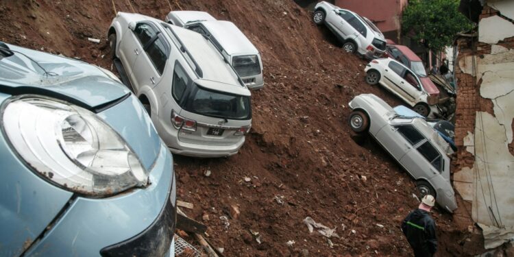 A car park in the Ankadifotsy neighbourhood of Madagascar's capital Antananarivo collapsed onto homes  | AFP