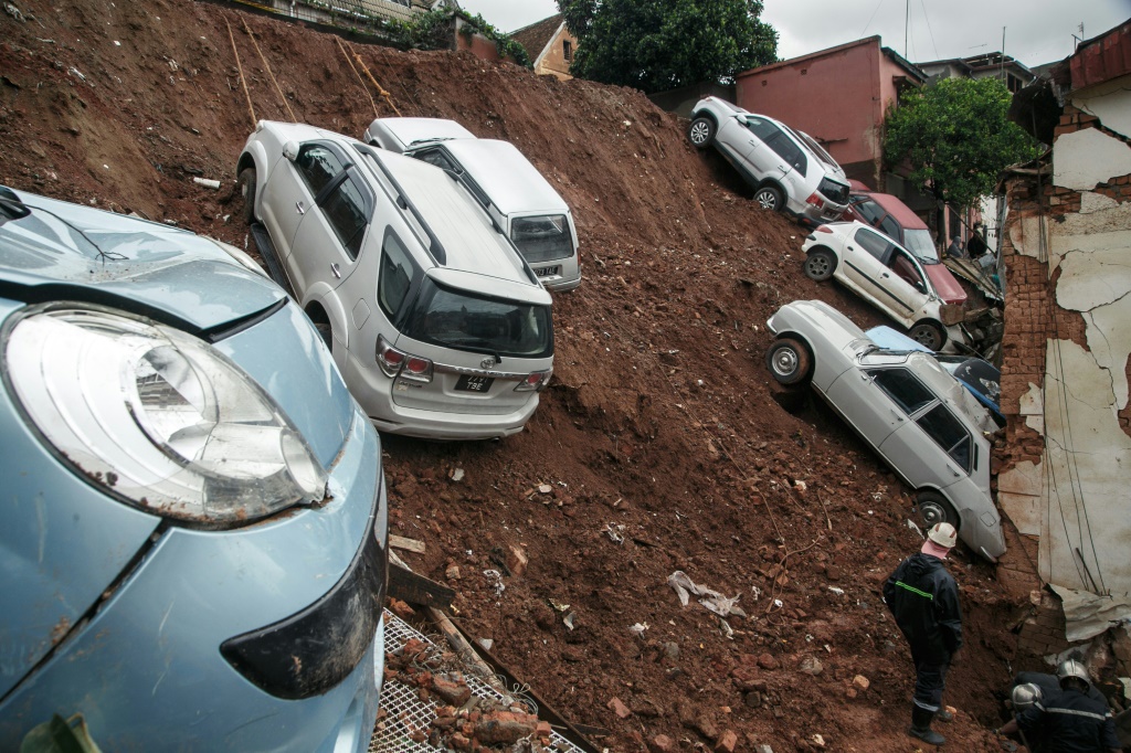 A car park in the Ankadifotsy neighbourhood of Madagascar's capital Antananarivo collapsed onto homes  | AFP