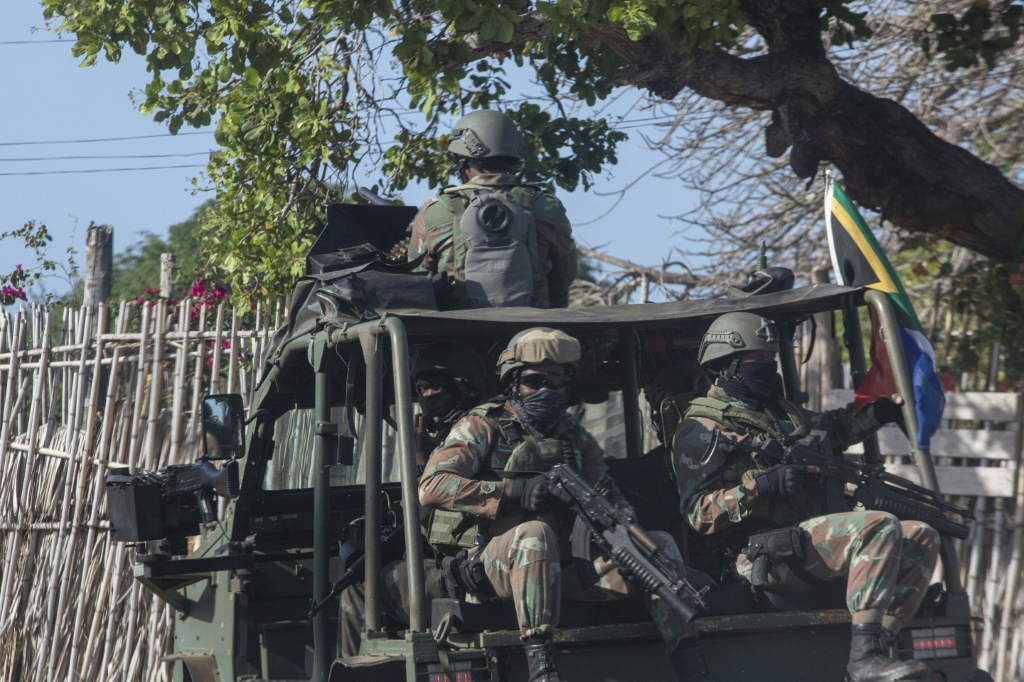 South African troops on patrol in Pemba last August | AFP