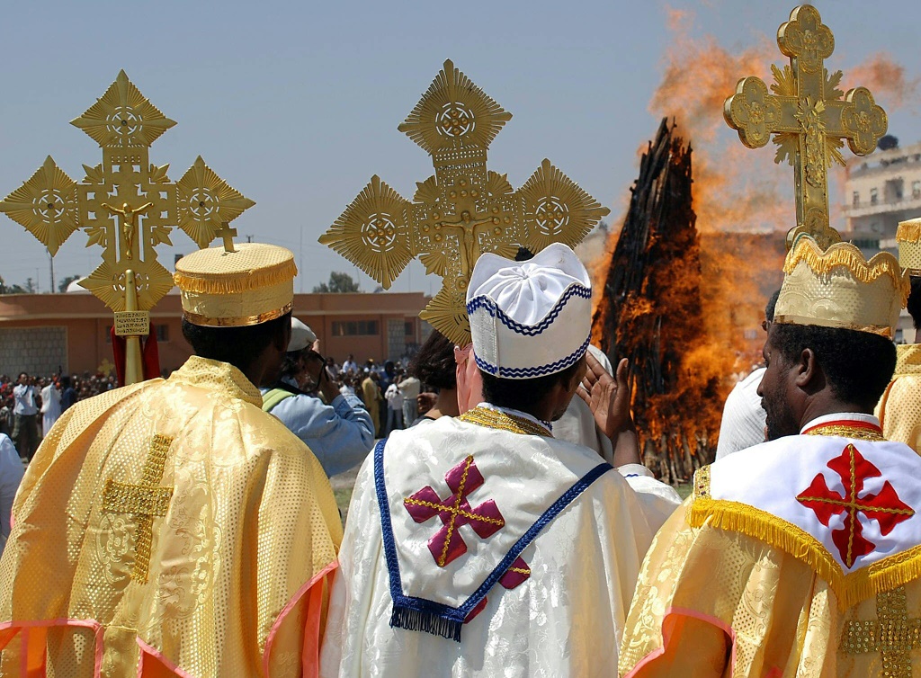 Eritrean Orthodox priests take part in the ancient festival of Meskel in 2007 | AFP
