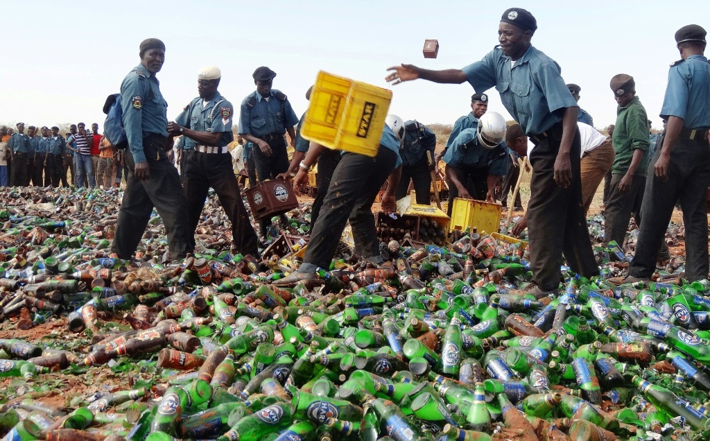 Hisbah religious police often destroy alcohol, as here in a previous crackdown | AFP