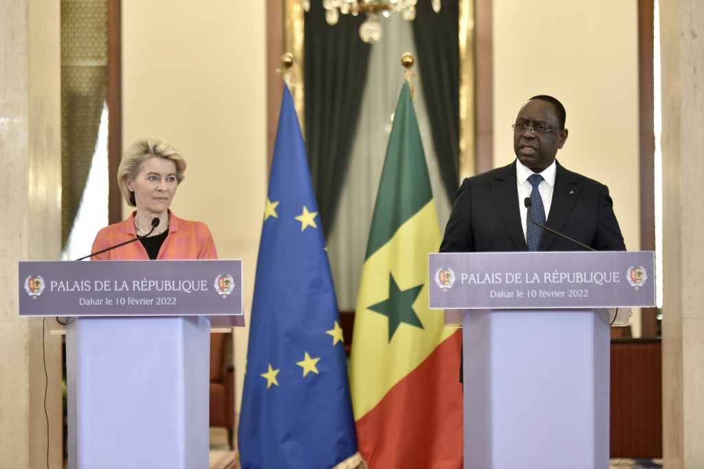 Von der Leyen and Senegalese President Macky Sall met ahead next week's EU-Africa summit | AFP