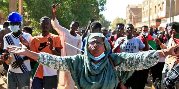 Sudanese protesters call for civilian rule and denounce the military in the capital Khartoum's twin city of Omdurman on Monday | AFP