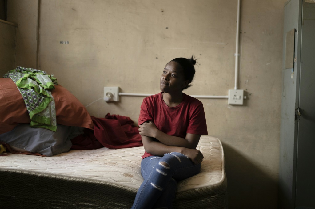 "We live in fear but I don't have a choice": Nomvelo Nqubuko at the Helen Joseph Women's Hostel in Alexandra township | AFP