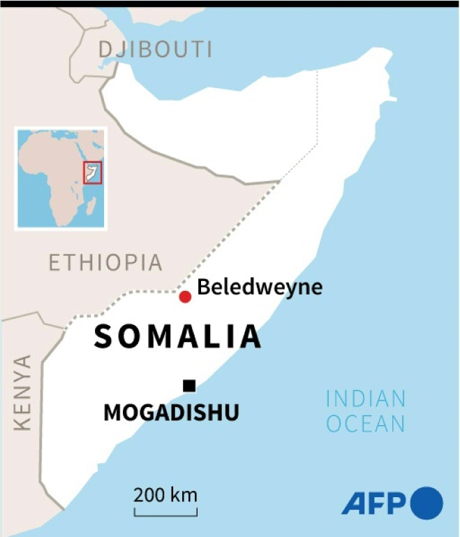 Map of Somalia locating Beledweyne | AFP