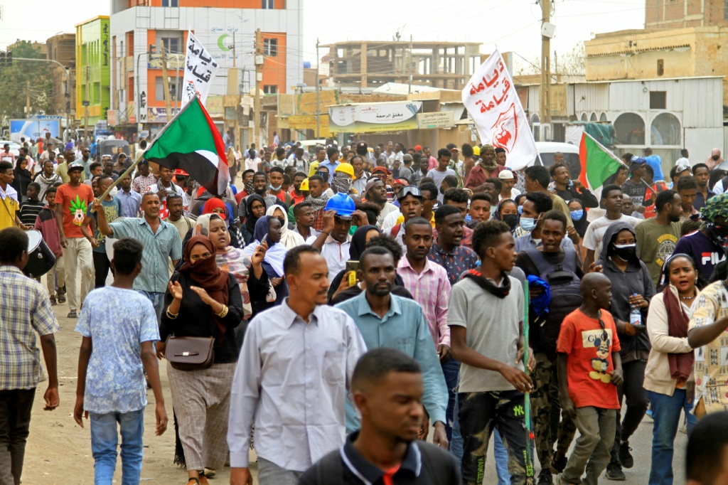 Sudanese protesters rally against the October military coup which has led to scores of arrests, in the capital Khartoum on February 24, 2022 | AFP