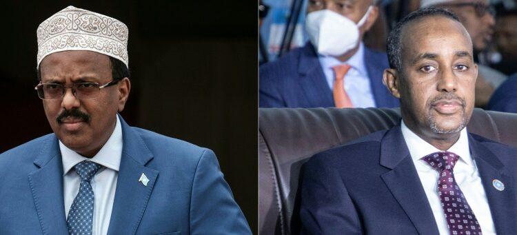 Tensions: President Mohamed Abdullahi Mohamed, left, commonly known as Farmajo, and Prime Minister Mohamed Hussein Roble | AFP