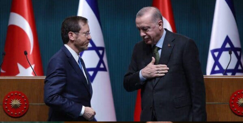 President Isaac Herzog of Israel at a news conference with President Recep Tayyip Erdogan of Turkey on Wednesday in Ankara. Credit AFP - Getty Images
