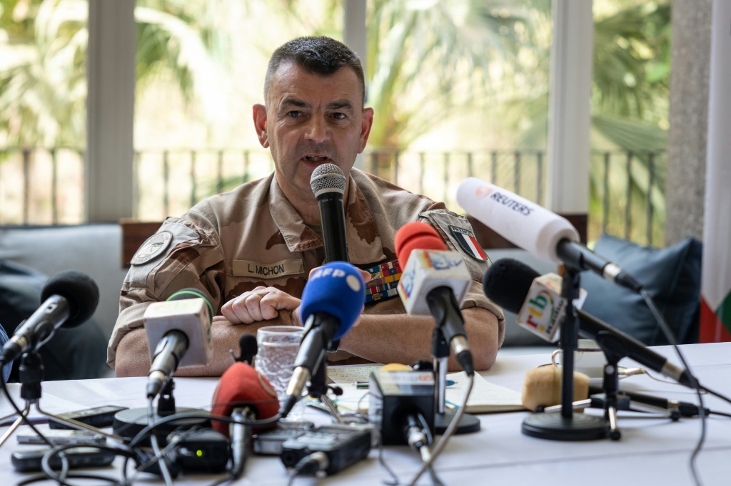 General Laurent Michon, head of France's Barkhane force in the Sahel, at Friday's press conference | AFP