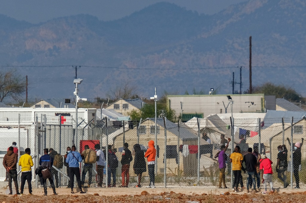 Migrants at the Pournara camp on the outskirts of the Cypriot capital Nicosia | AFP
