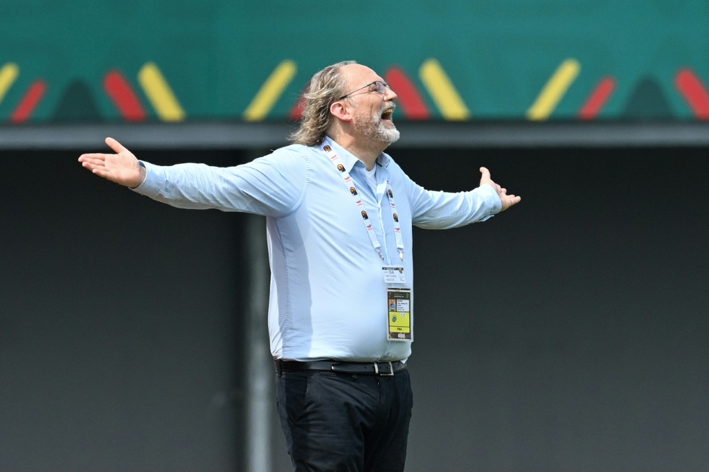 Gambia coach Tom Saintfiet reacts during a 2021 Africa Cup of Nations group match against Mali in Cameroon | AFP