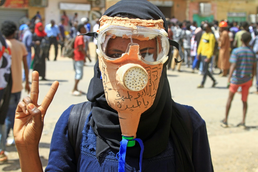 A Sudanese anti-coup protester during a February 28, 2022 demonstration in the capital Khartoum | AFP