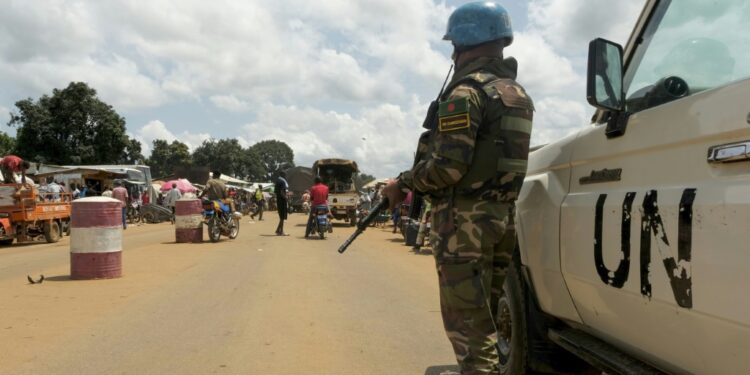 UN peacekeepers deployed in western Central African Republic in September 2020 as the 3R militia mounted an offensive | AFP