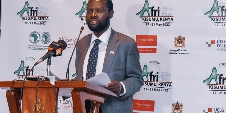 Kisumu Governor Prof Anyang Nyong'o during the launch of the Afrocities pre-activities