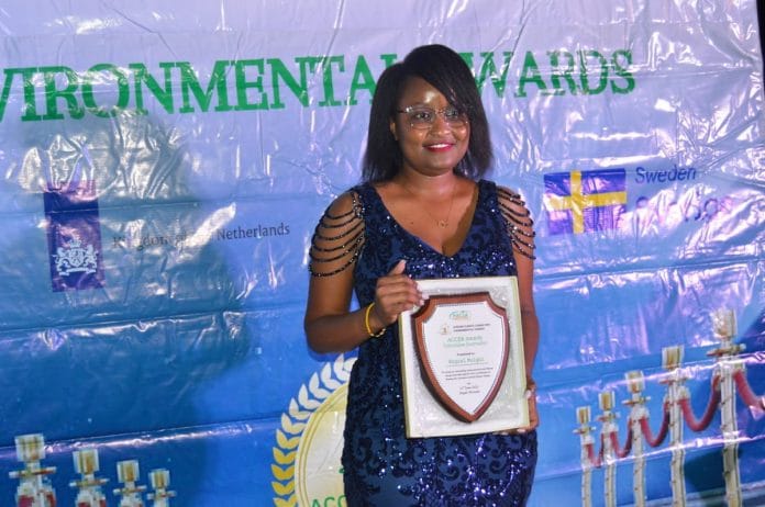 Citizen TV reporter Raquel Muigai when she received her award in Kigali, Rwanda yesterday.PHOTO/COURTESY
