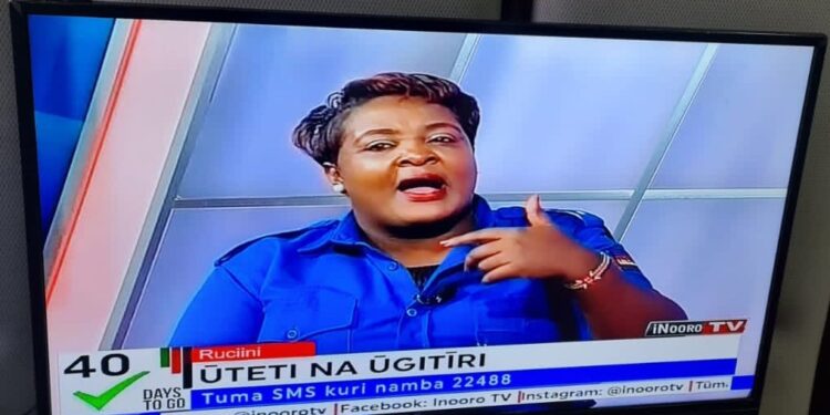 Monica Wamaitha Gitau when she appeared as a panelist on Inooro TV in a Wednesday, June 29 morning show.PHOTO/COURTESY