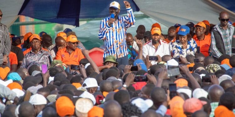 ODM leader Raila Odinga during a campaign rally in Siaya.Photo/courtesy