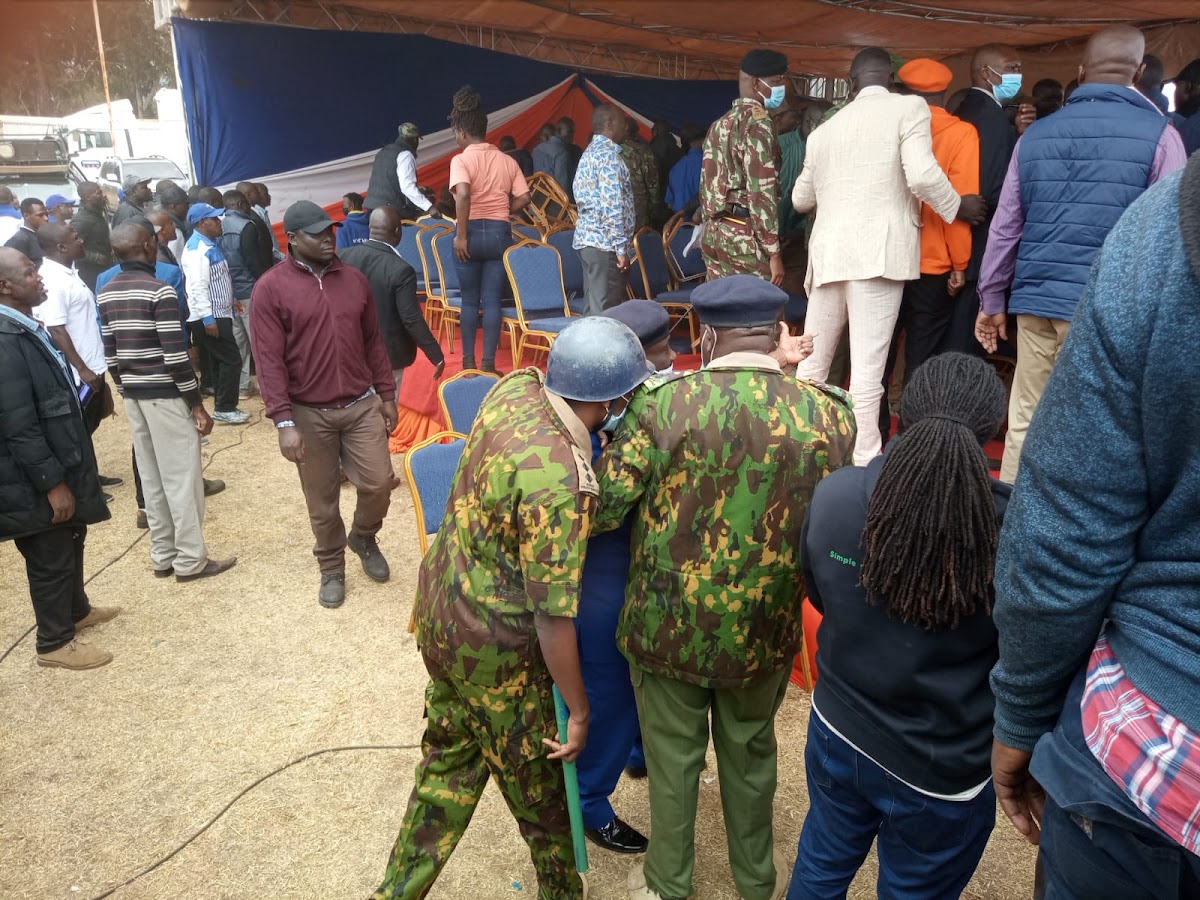 Chaos erupted after rowdy youth tried to eject Waita from the event.Photo/Courtesy