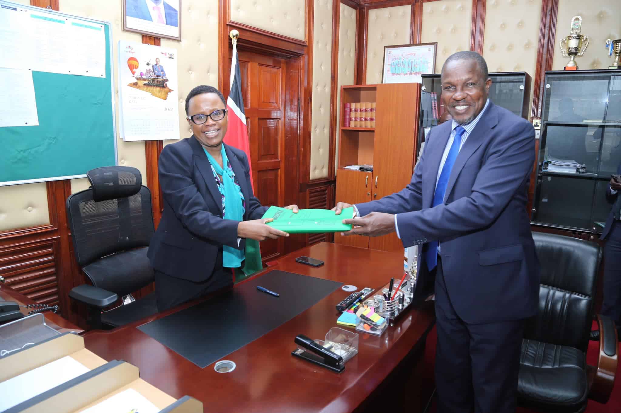 outgoing Clerk of the National Assembly Michael Siala during the hand over.Photo/Courtesy