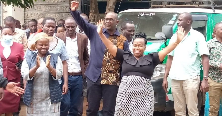 Rose Wambua(right) ditched Maendeleo Chap Chap and joined Waita's camp.Photo/Courtesy