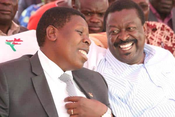 Defence Cabinet Secretary Eugene Wamalwa and ANC Party Boss Musalia Mudavadi.PHOTO/COURTESY