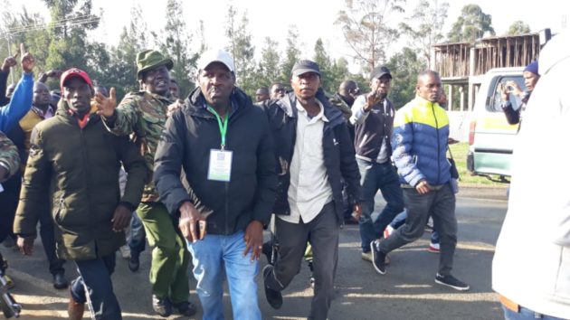 Nakuru Town East MP-Elect David Gikaria  being ejected out of a polling station in Rongai.Photo/Courtesy