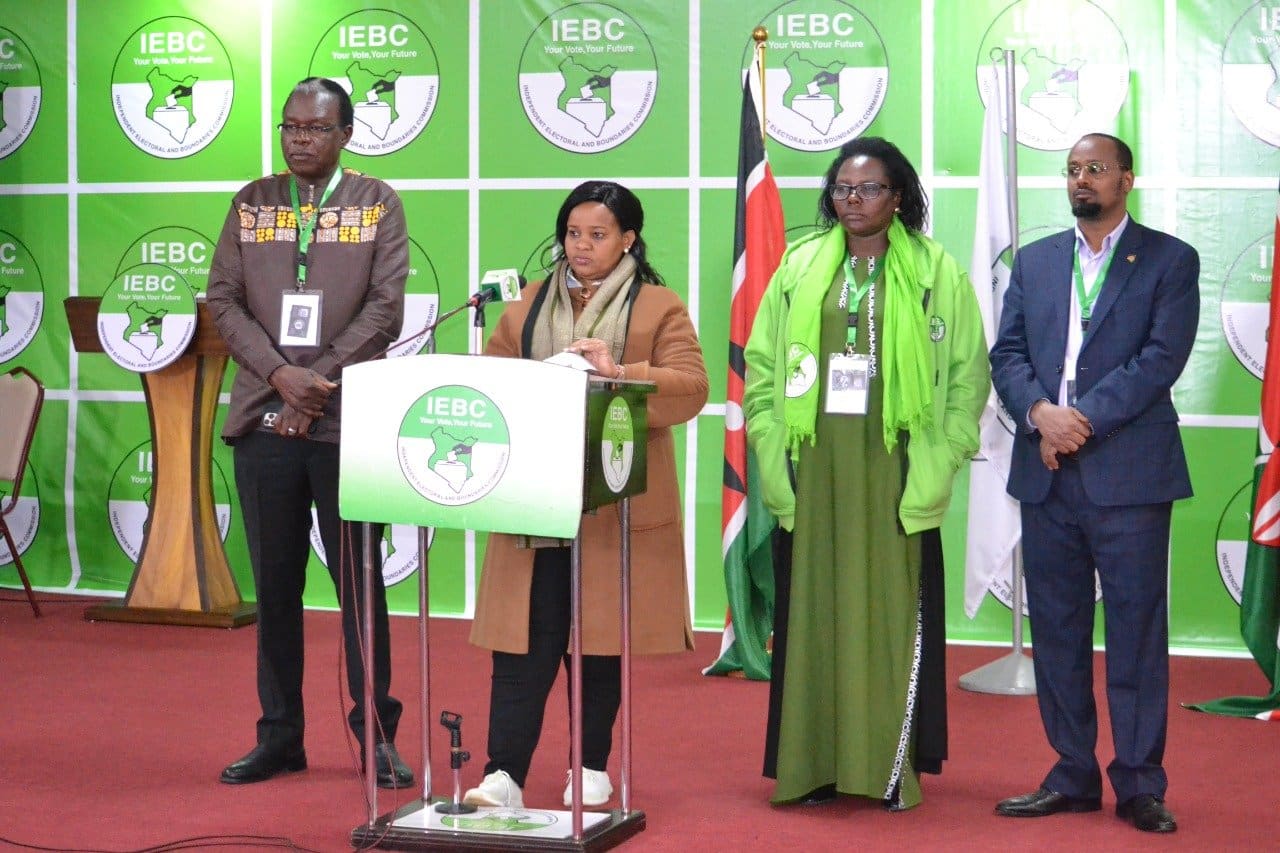 IEBC Commissioners at the Bomas of Kenya.Photo/Courtesy