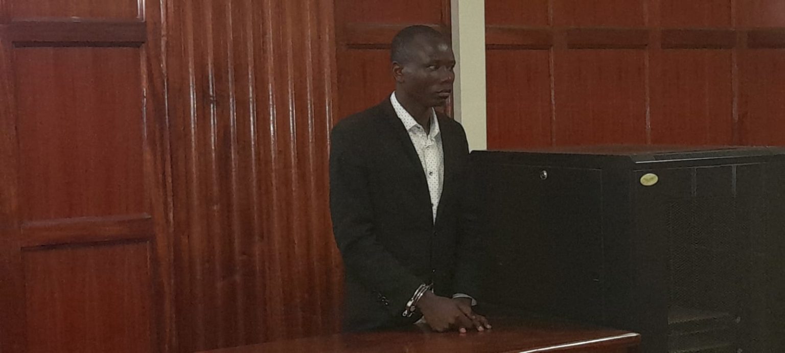 Musa Ogendo Sirangi before magistrate Robison Ondieki where he has been charged with stealing a laptop from IEBC worth 220,000 on August 19th 2022.Photo/Courtesy