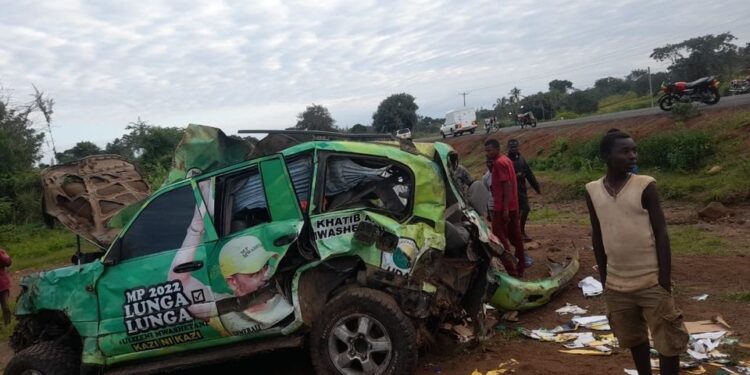 The vehicle suffered a tyre burst before crashing.Photo/Courtesy