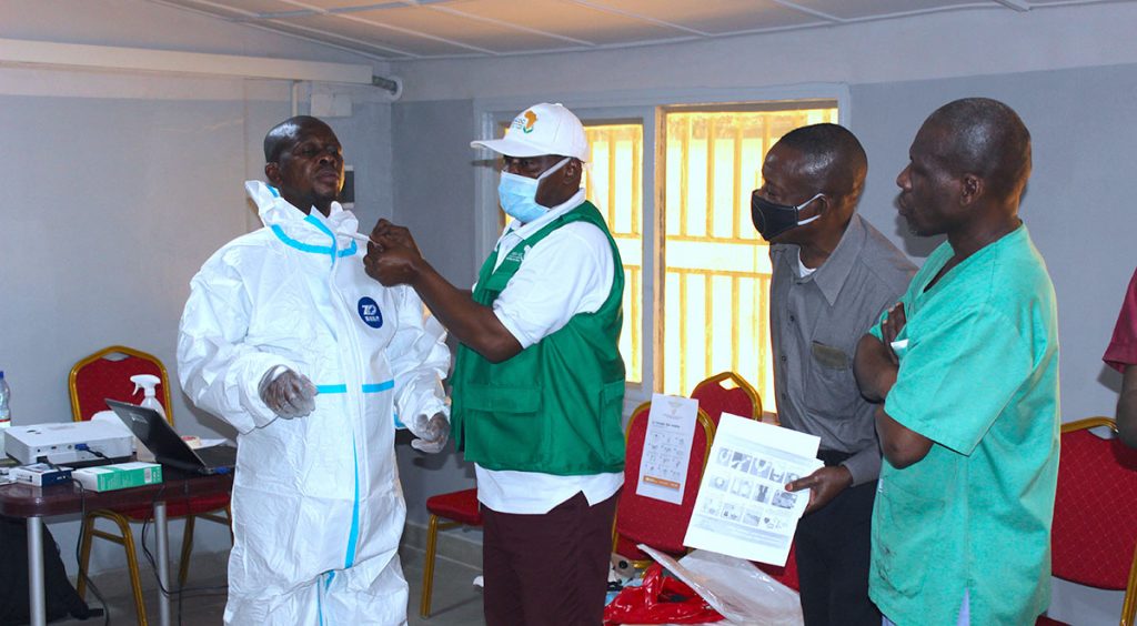 Africa CDC and Mastercard Foundation officials during a past function. The two organizations partnered to fight Covid-19 in the continent.
Photo: Africa CDC