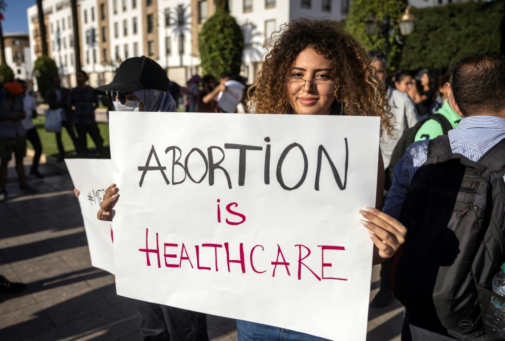 Moroccan activists demonstrate in the capital Rabat after a teenage girl died because of an unsafe secret abortion | AFP