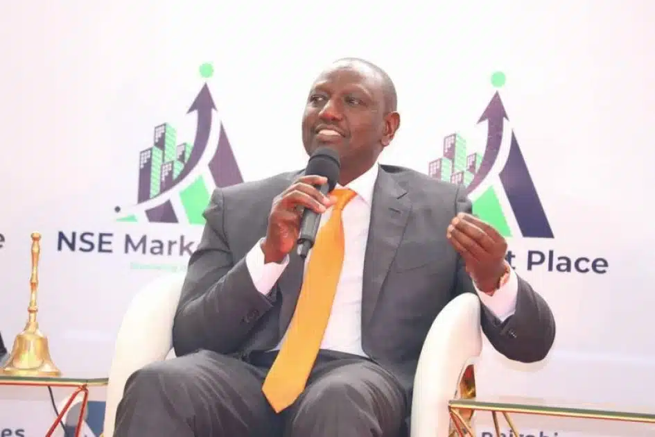 President William Ruto during the launch of the enhanced Nairobi Securities Exchange (NSE) Market Place in Nairobi last month.  
Photo: Courtesy