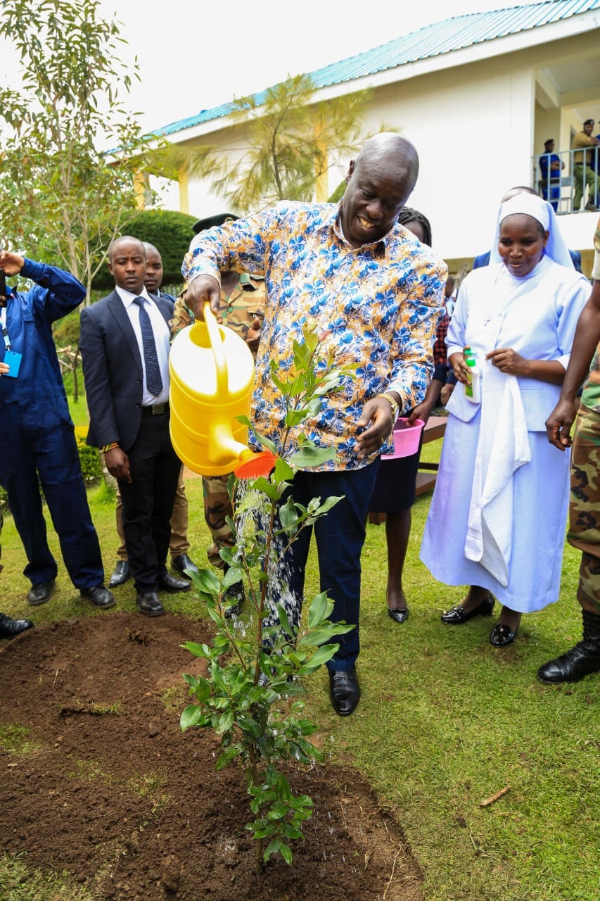 Deputy President Rigathi Gachagua plants a tree during his visit in Aldai constituency. He says Ruto's government is not interested in praises.Photo/Courtesy