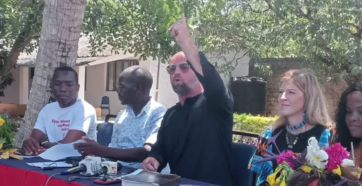 Austrian Priest, Johannes Amritzer, Addressing The Press In Mombasa On Wednesday, October 26. Photo/Reuben Mwambingu