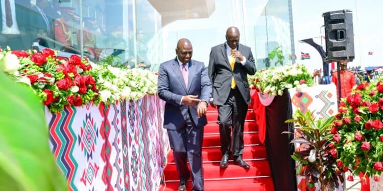 President William Ruto and his Deputy Rigathi Gachagua during the Mashujaa day celebrations in Nairobi.Photo/State House Kenya