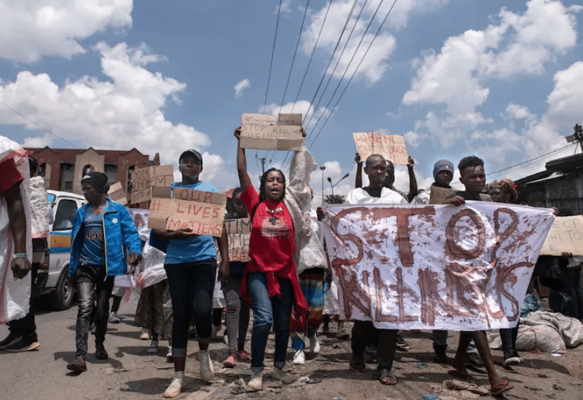 Kenyans protest against extrajudicial killings in Nairobi’s Mathare area on 13 April 2022 | Tony Karumba/AFP via Getty Images