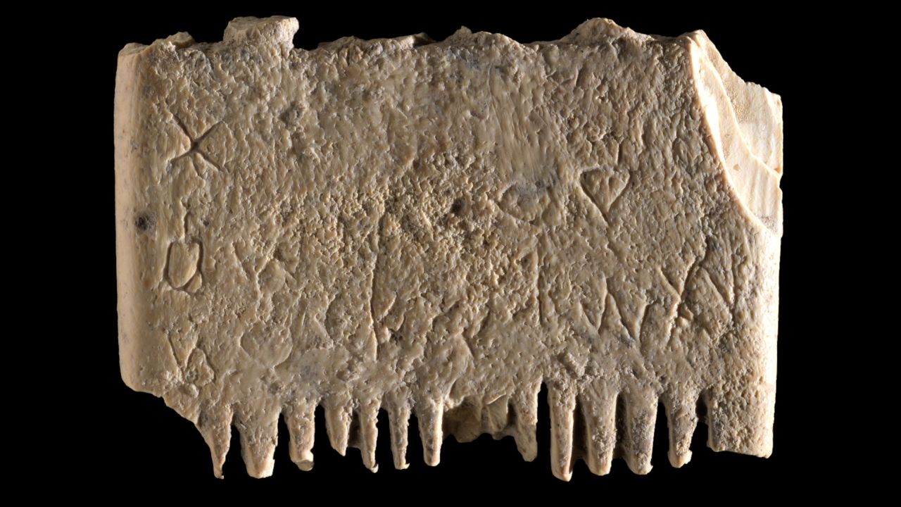 The ivory comb featuring an inscription: "May this tusk root out the lice of the hair and the beard."
Photo: Courtesy
