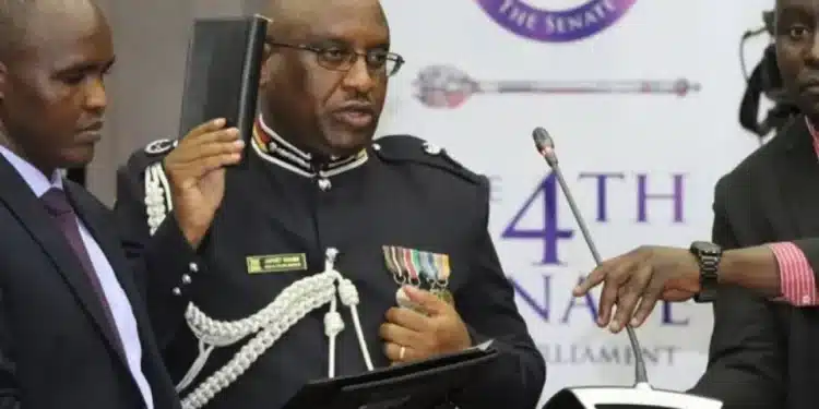 Inspector General of Police Japhet Koome during his swearing in on Friday.Photo/Courtesy