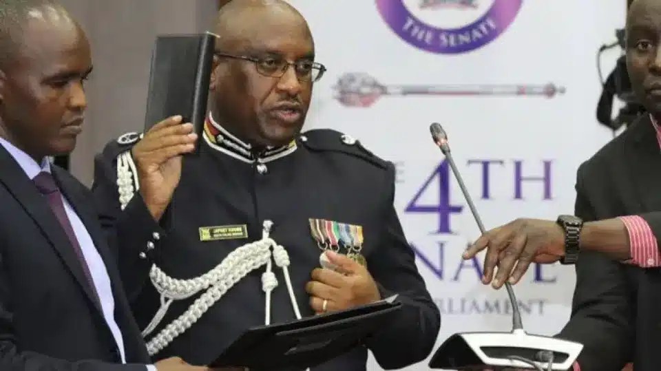 Inspector General of Police Japhet Koome during his swearing in on Friday.Photo/Courtesy